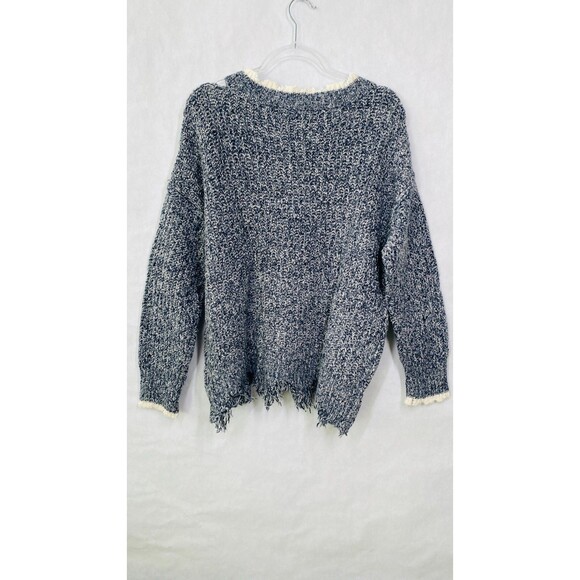 Wildfox Sweater Women M Black White Oversized Distressed V-neck - Picture 9 of 11